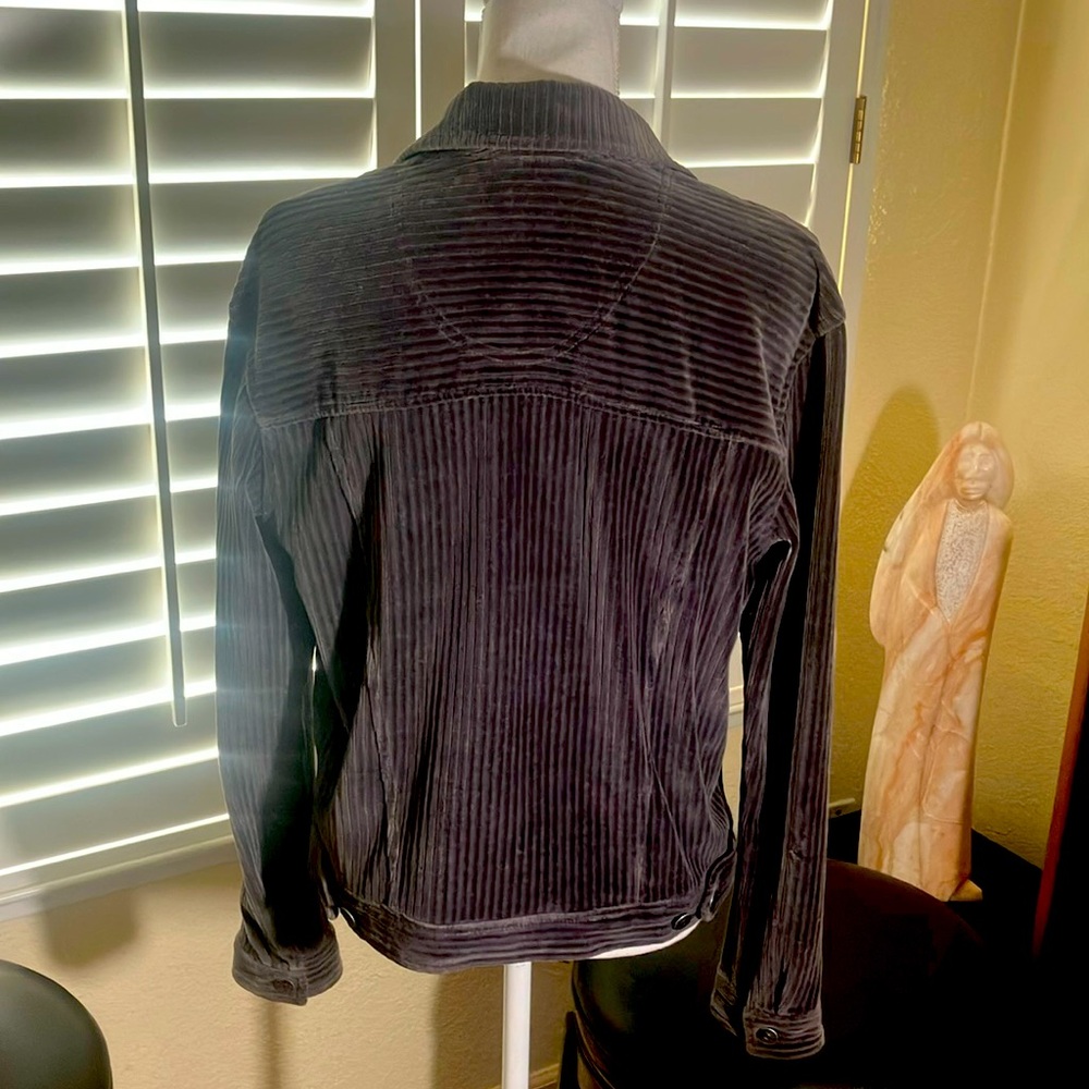🩶🧥Carol Little Sport Gray Ribbed Stretch Cotton/Poly Button Front Jacket Sz M - Picture 3 of 7